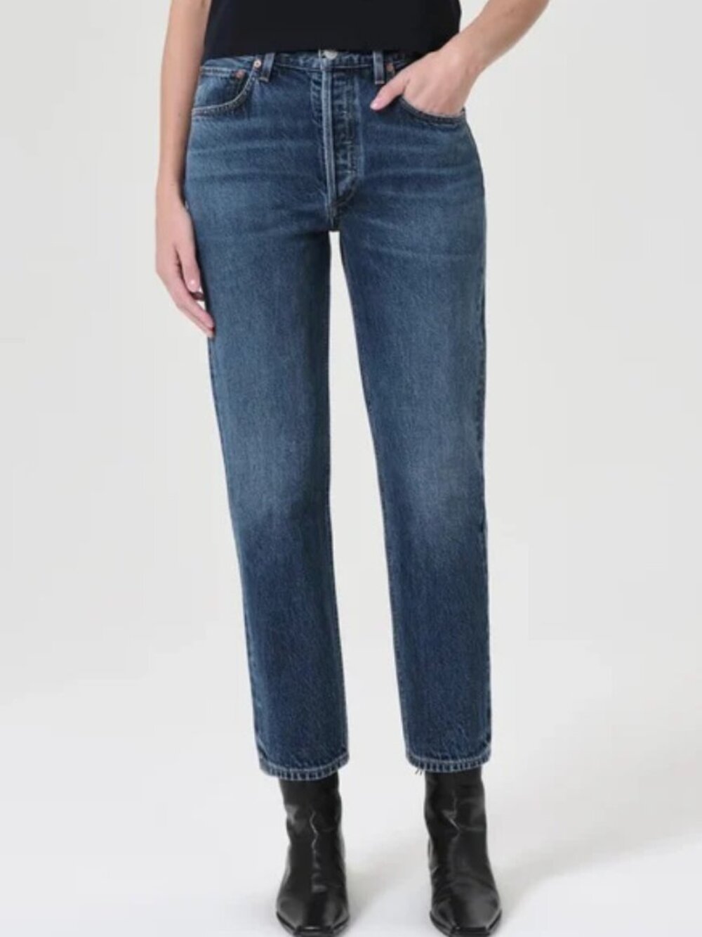 NWOT AGOLDE RILEY JEANS IN DARK BLUE WASH SIZE W27